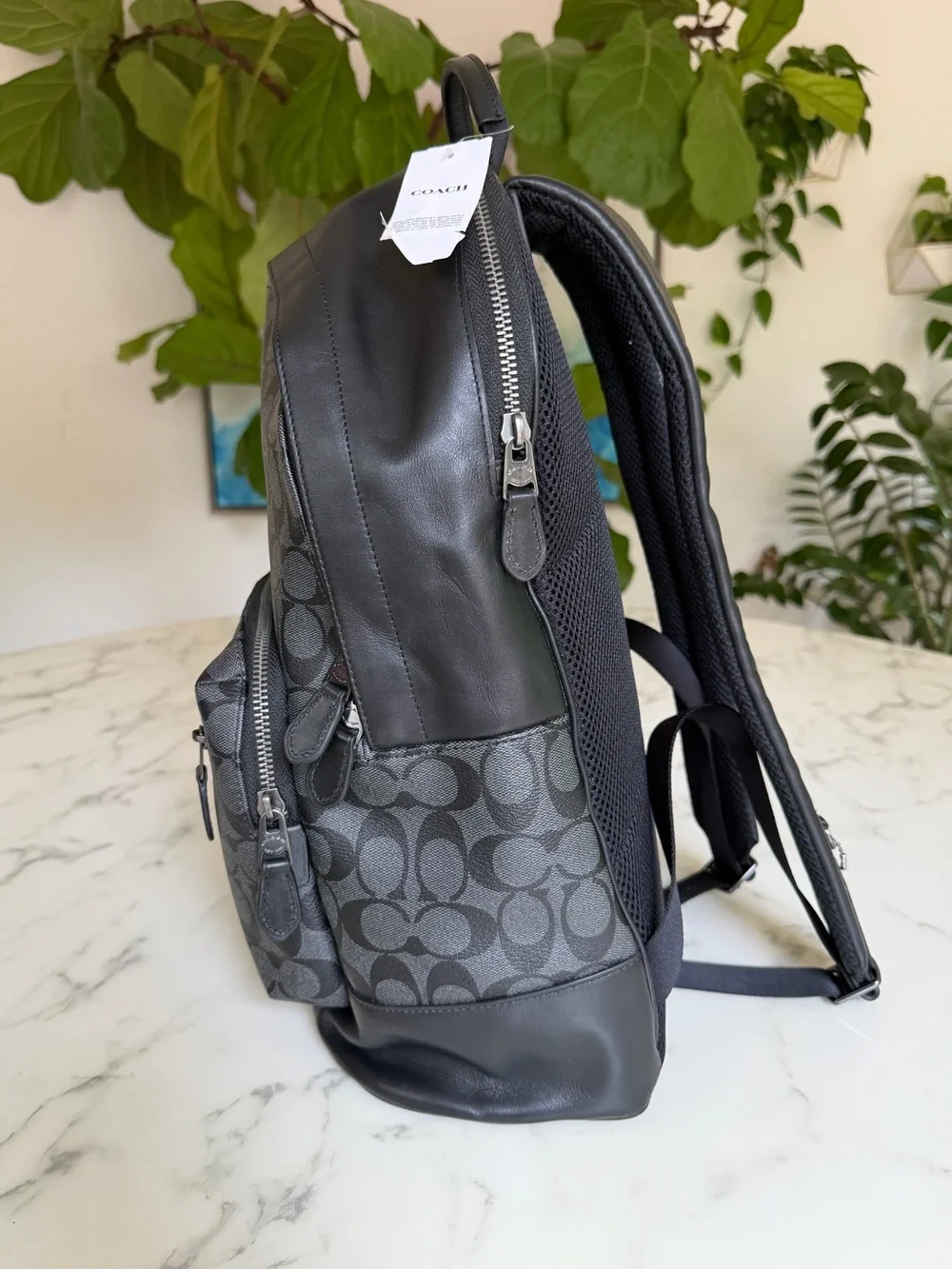 NWT Coach West Backpack In Signature Canvas & Leather Charcoal / Black 2736